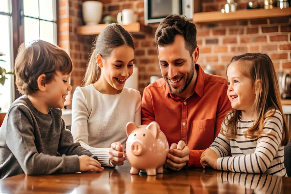 resized_flat-candid-photo-family-discussing-savings-goals-around-kitchen-table-with-piggy-bank